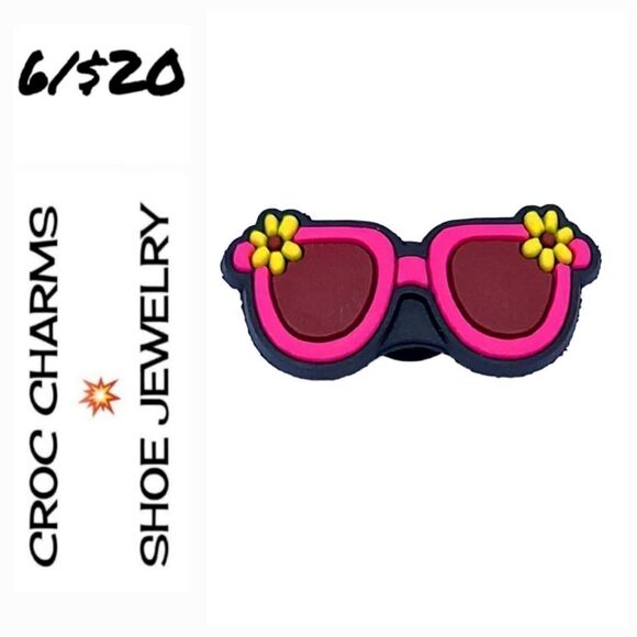 Boutique Accessories - Sunglasses Croc Shoe Charms | Fun Jibbitz Style | Mix & Match 6/$20 Pink Shades